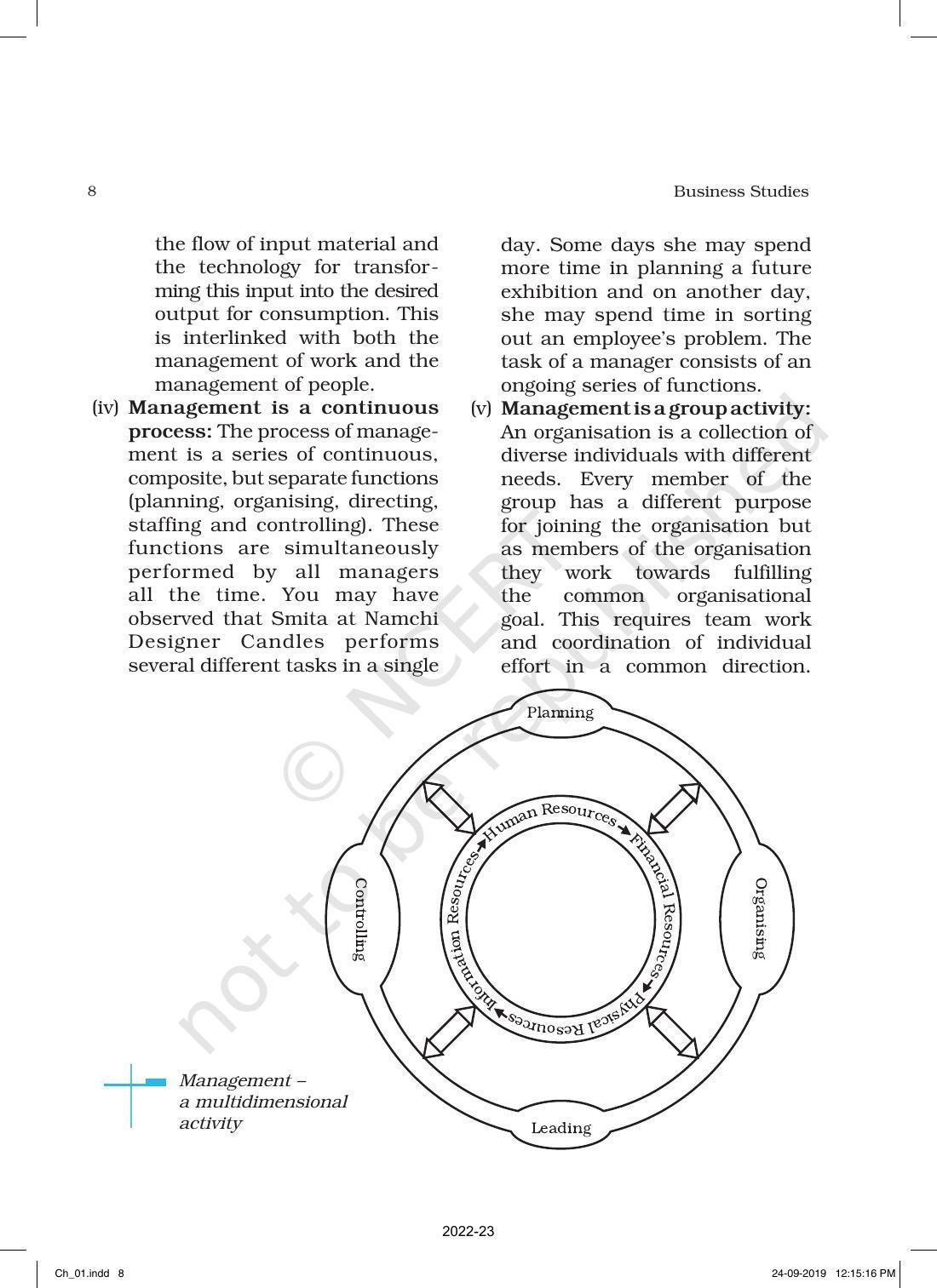 NCERT Book for Class 12 Business Studies Chapter 1 Nature and Significance of Management - Page 8