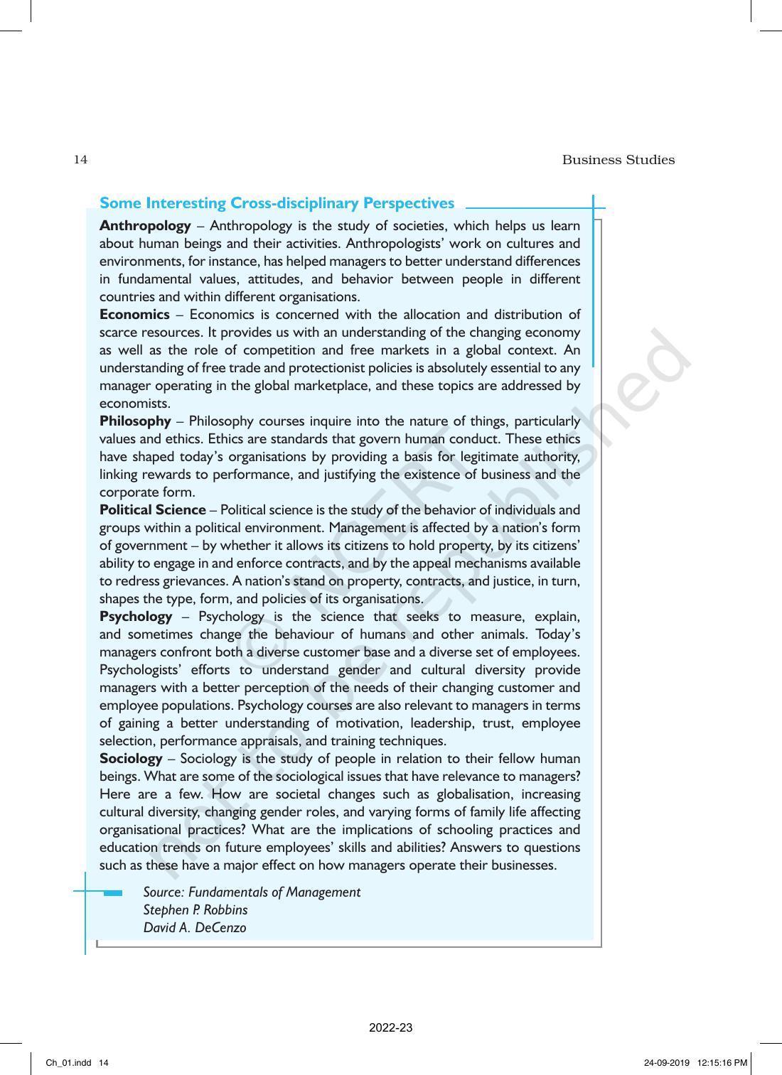 NCERT Book for Class 12 Business Studies Chapter 1 Nature and Significance of Management - Page 14