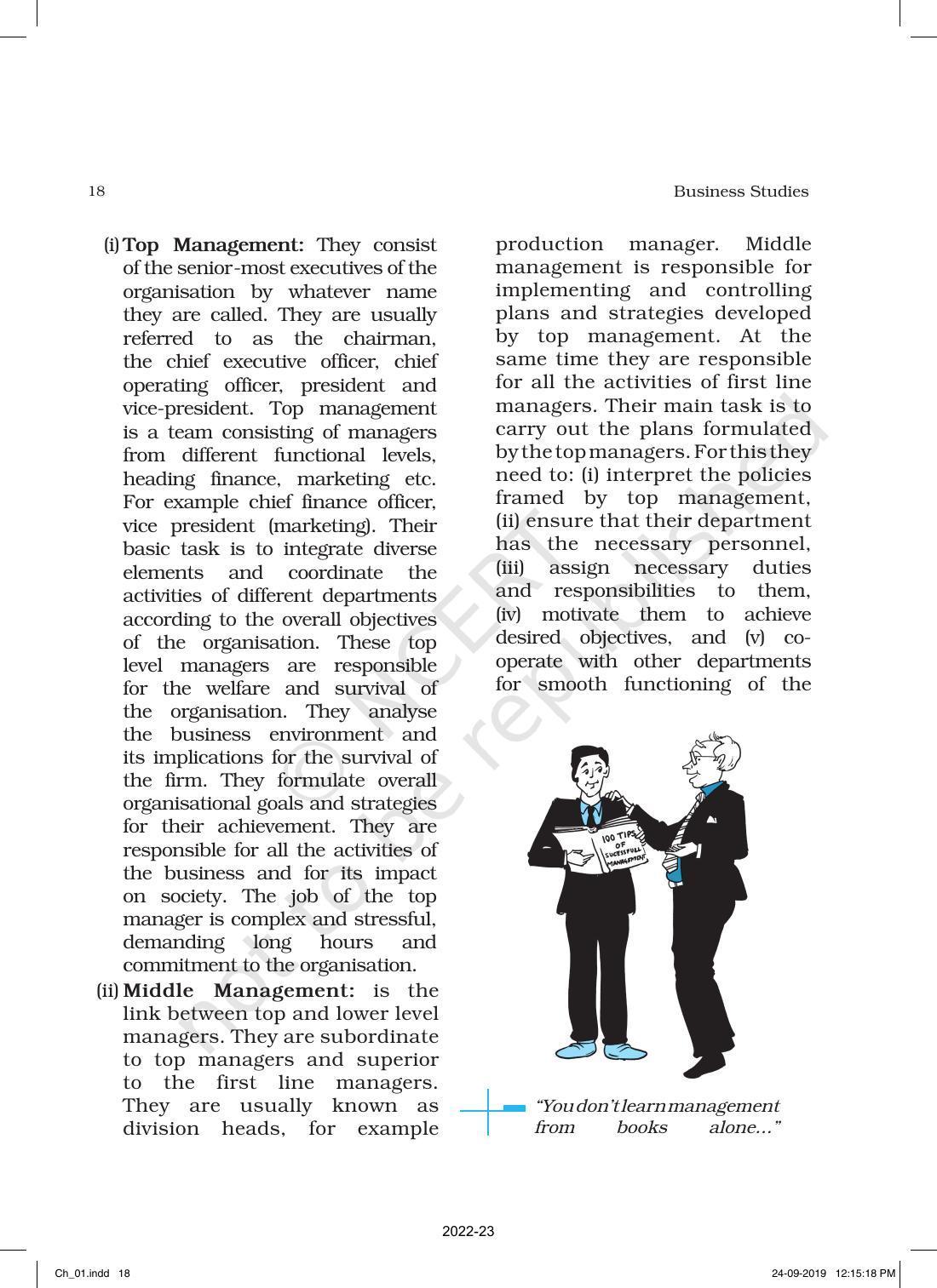 NCERT Book for Class 12 Business Studies Chapter 1 Nature and Significance of Management - Page 18