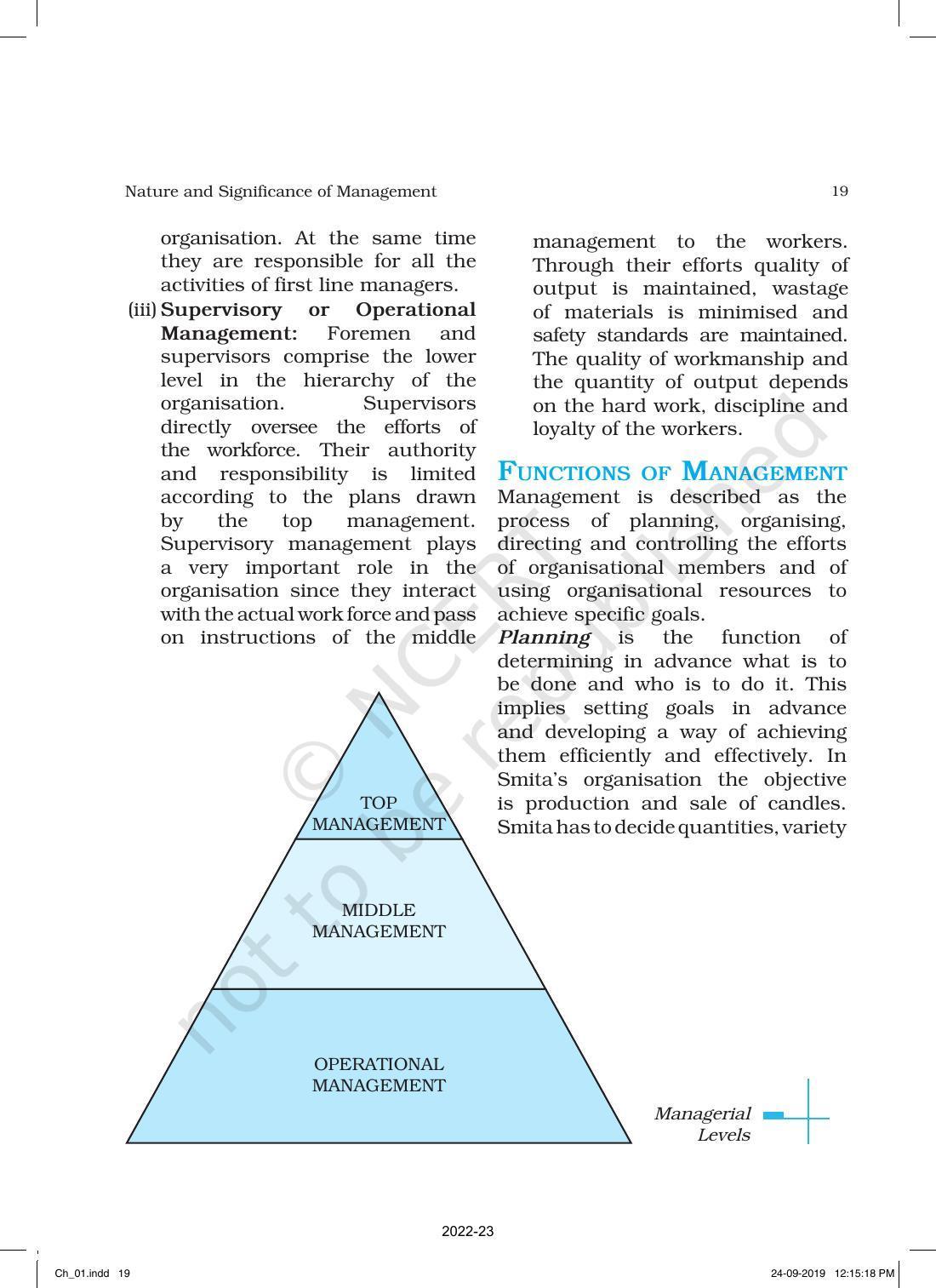 NCERT Book for Class 12 Business Studies Chapter 1 Nature and Significance of Management - Page 19