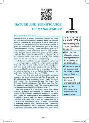 NCERT Book for Class 12 Business Studies Chapter 1 Nature and Significance of Management