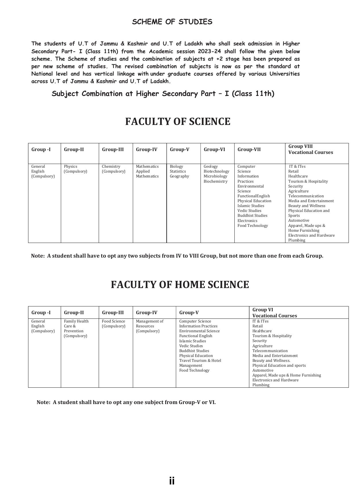 JKBOSE Syllabus for 11th class - Page 3