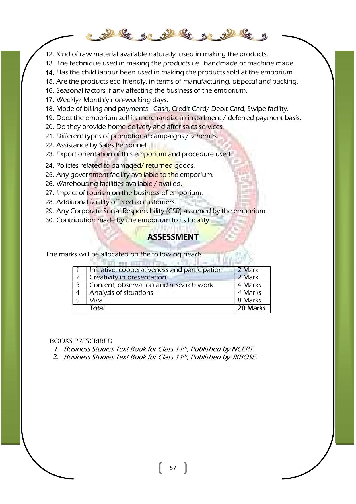JKBOSE Syllabus for 11th class - Page 63