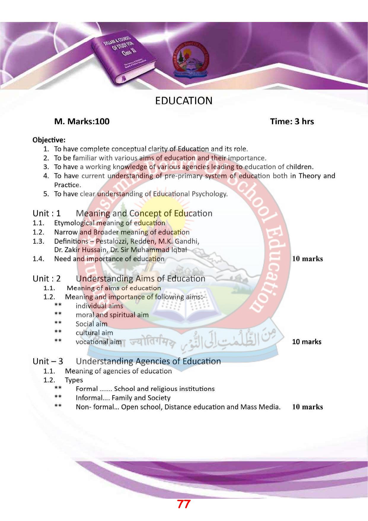 JKBOSE Syllabus for 11th class - Page 83