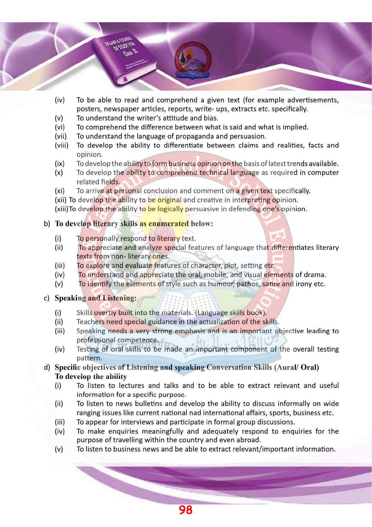 JKBOSE Syllabus for 11th class - Page 104