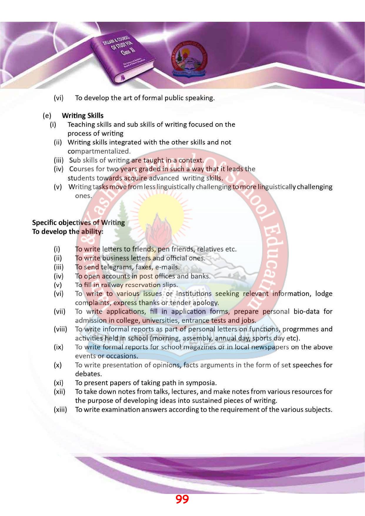 JKBOSE Syllabus for 11th class - Page 105