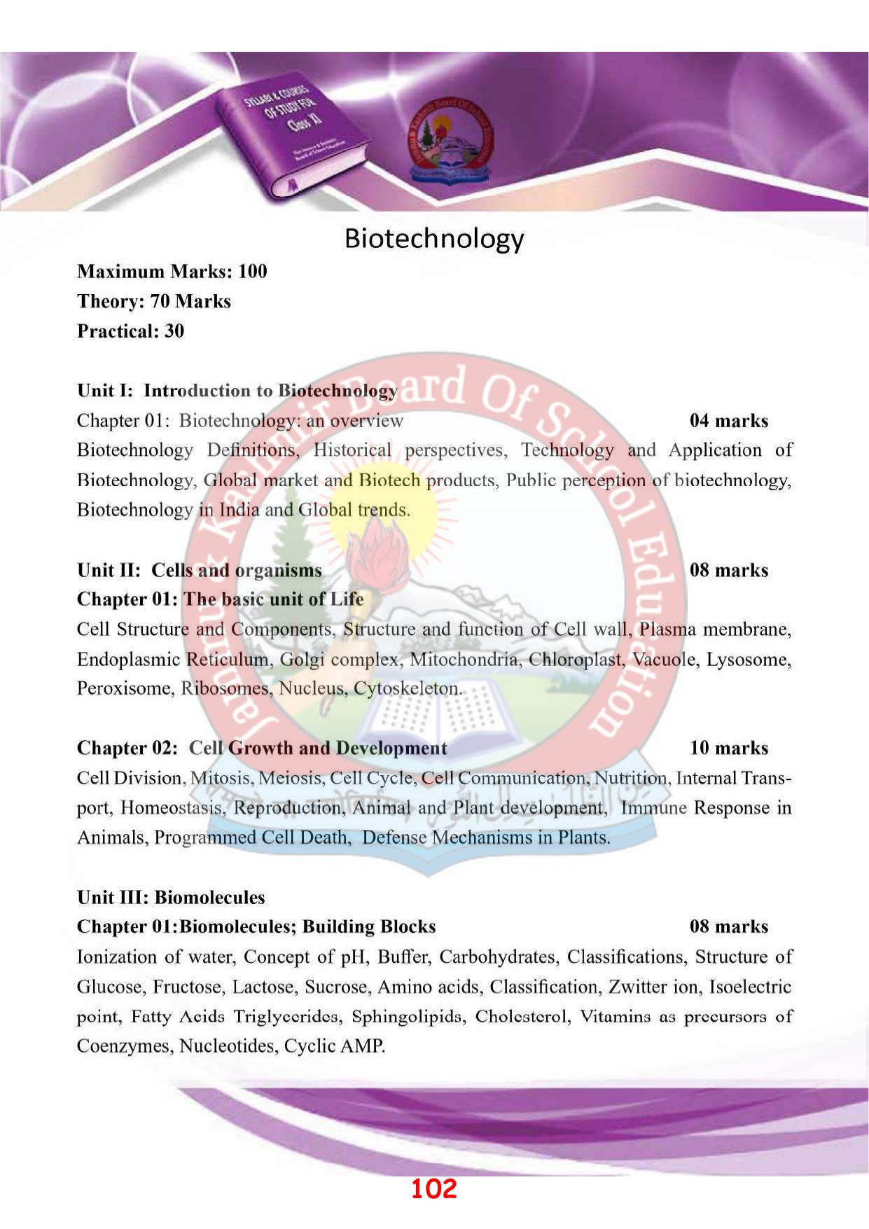 JKBOSE Syllabus for 11th class - Page 108