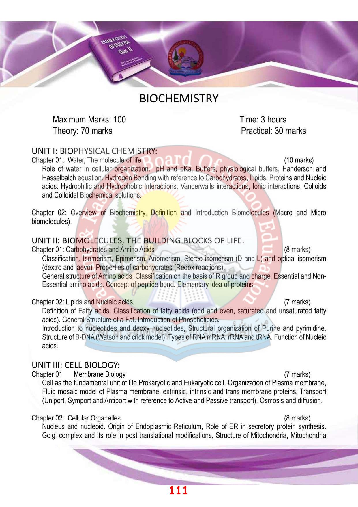 JKBOSE Syllabus for 11th class - Page 117