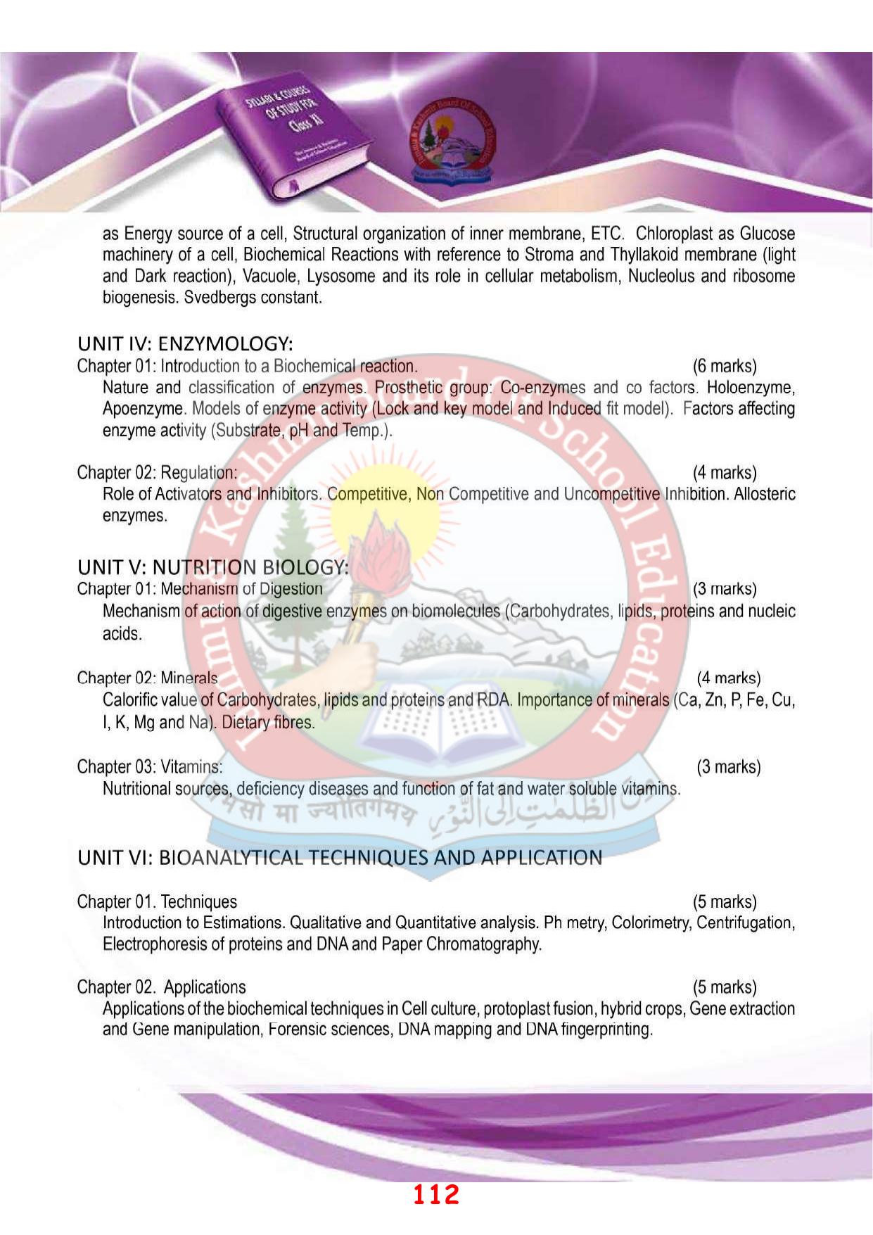 JKBOSE Syllabus for 11th class - Page 118