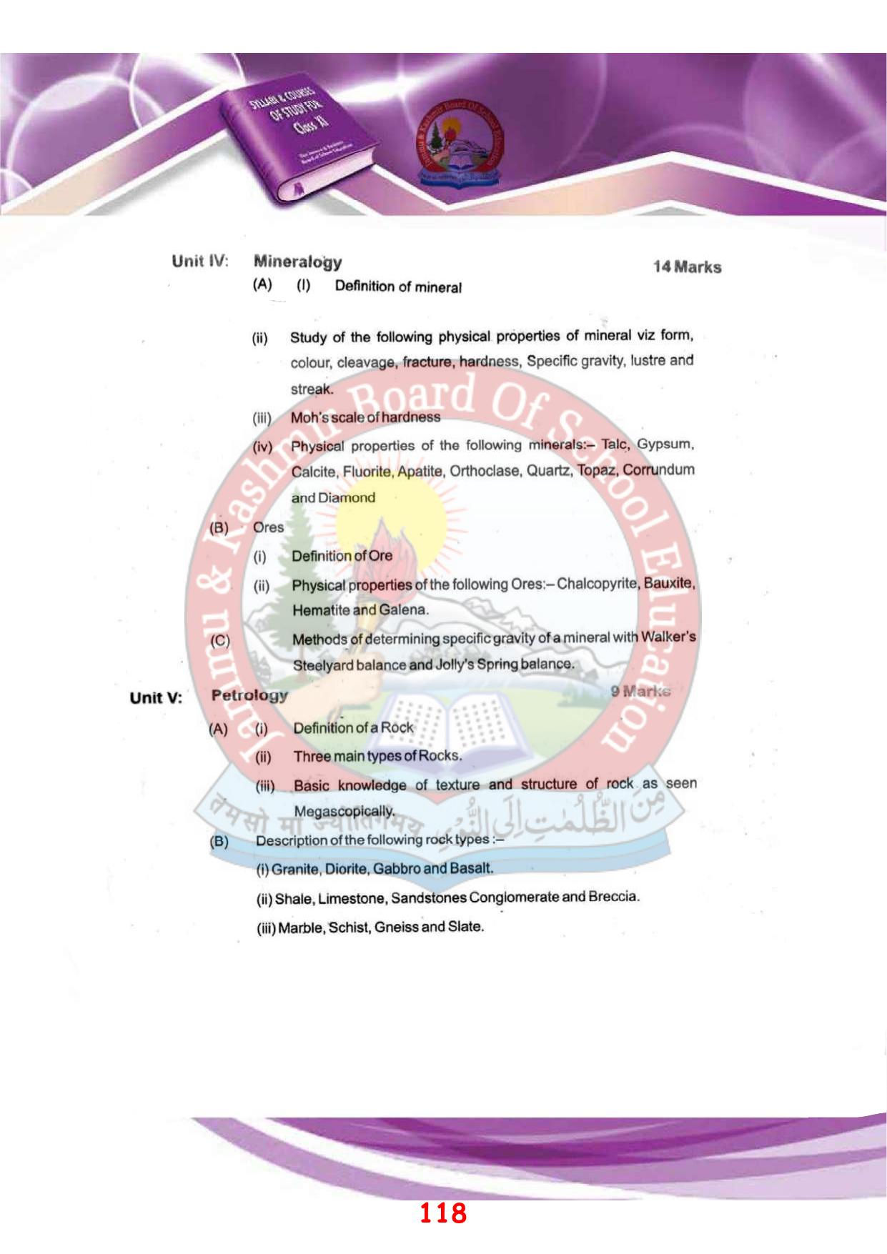 JKBOSE Syllabus for 11th class - Page 124