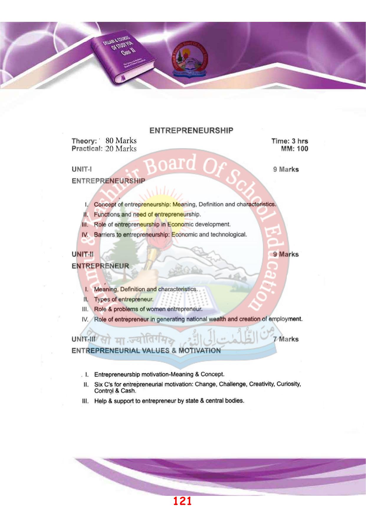 JKBOSE Syllabus for 11th class - Page 127