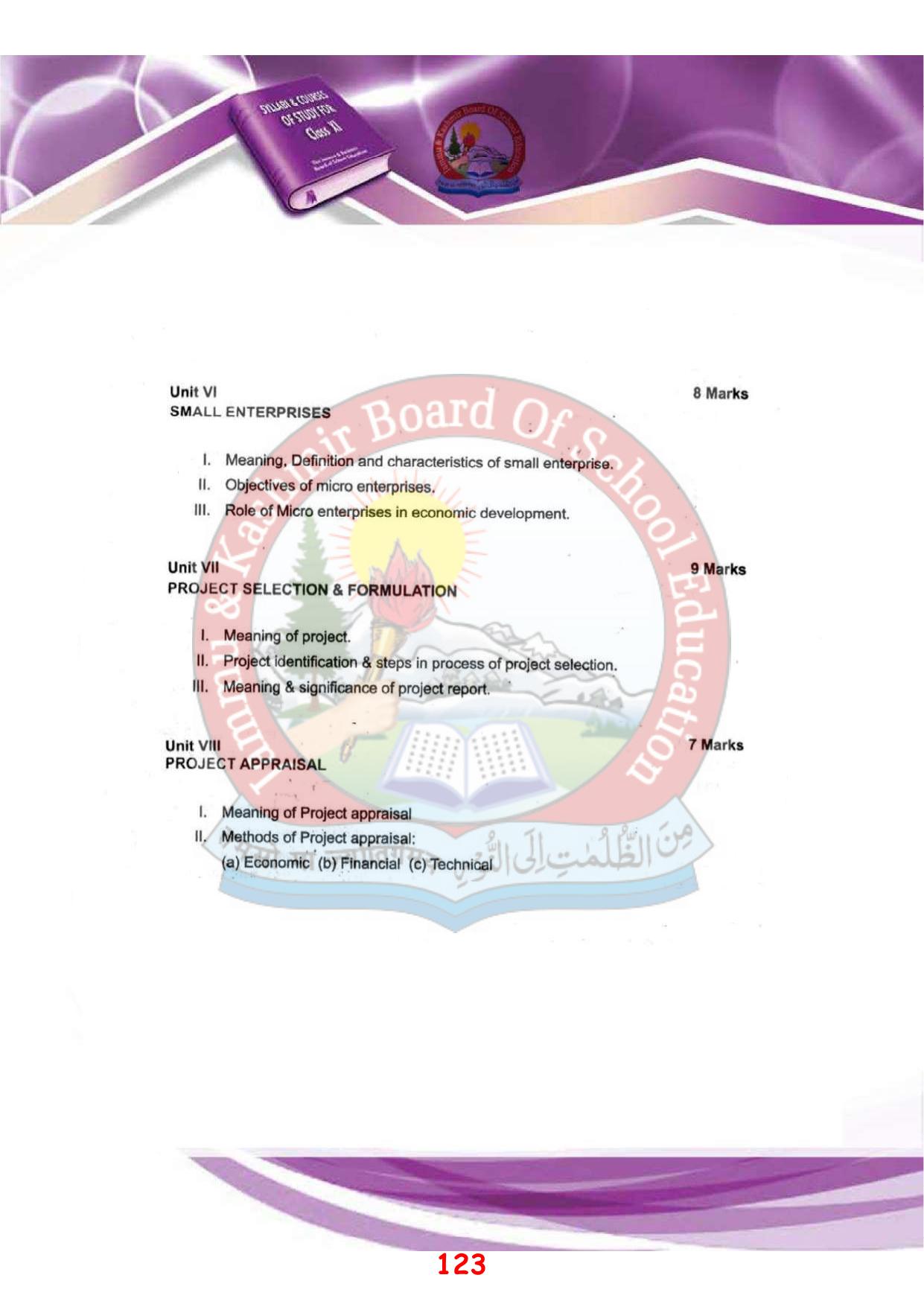 JKBOSE Syllabus for 11th class - Page 129