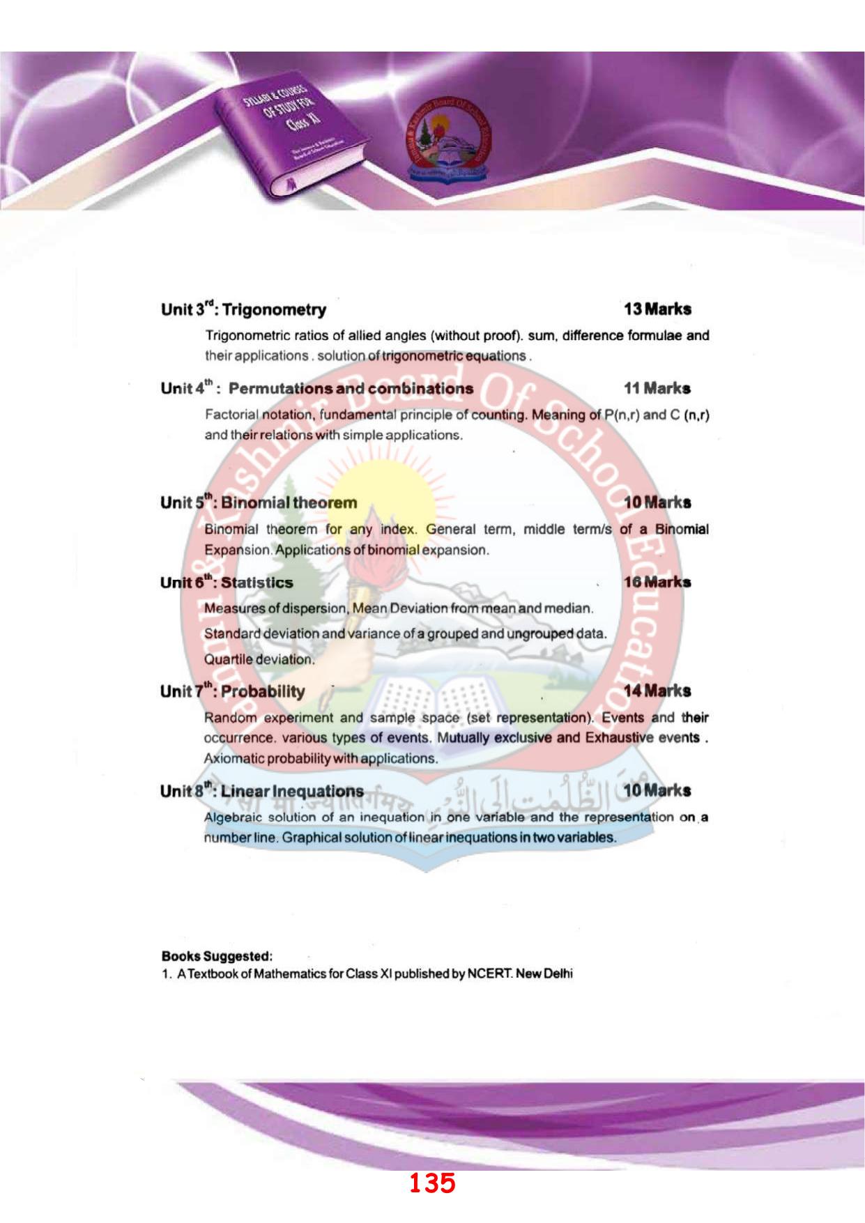 JKBOSE Syllabus for 11th class - Page 141