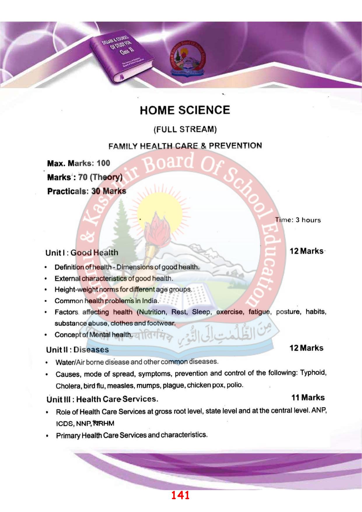 JKBOSE Syllabus for 11th class - Page 147