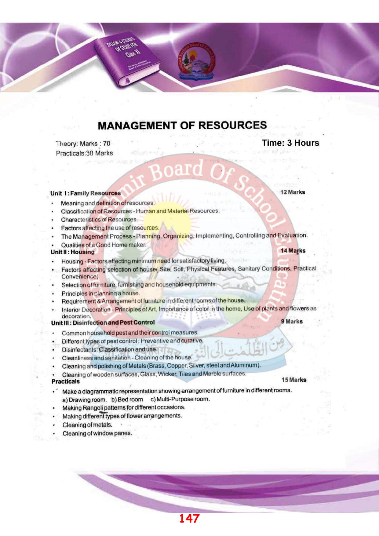 JKBOSE Syllabus for 11th class - Page 153
