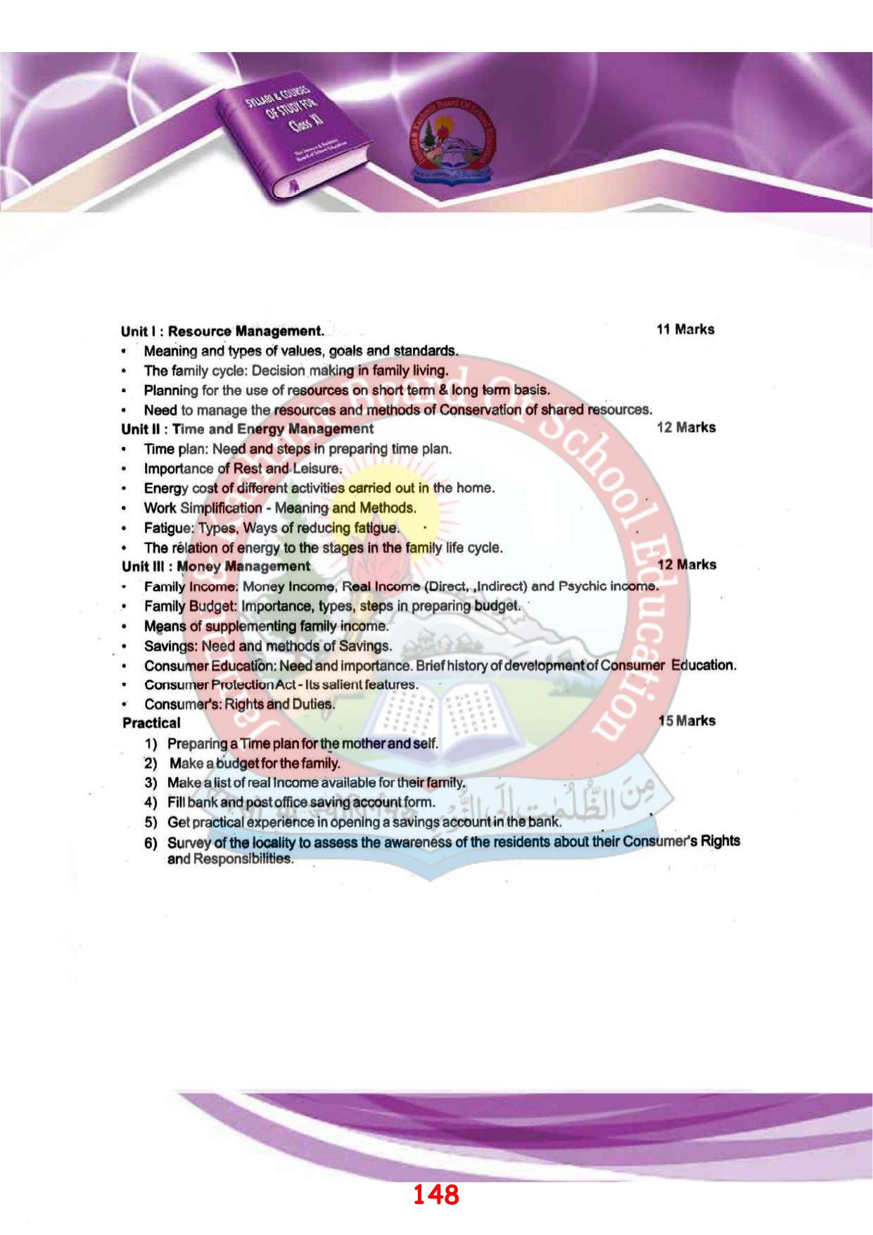 JKBOSE Syllabus for 11th class - Page 154