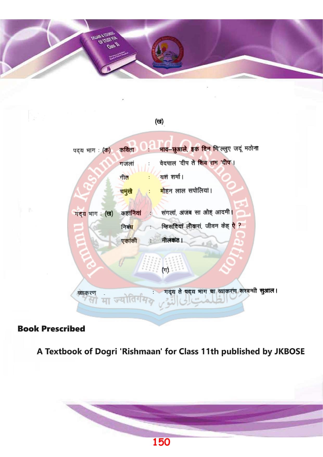 JKBOSE Syllabus for 11th class - Page 156