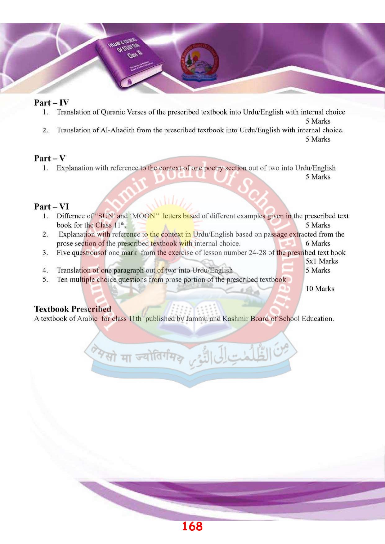 JKBOSE Syllabus for 11th class - Page 174