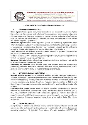 KLEEE M.TECH (ECE) Syllabus
