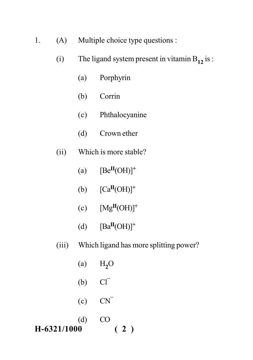 Sarguja University Question Paper July-2022 : M.Sc. Chemistry(Second Sem.) Inorganic Chemistry 2 Paper 1 - Page 2