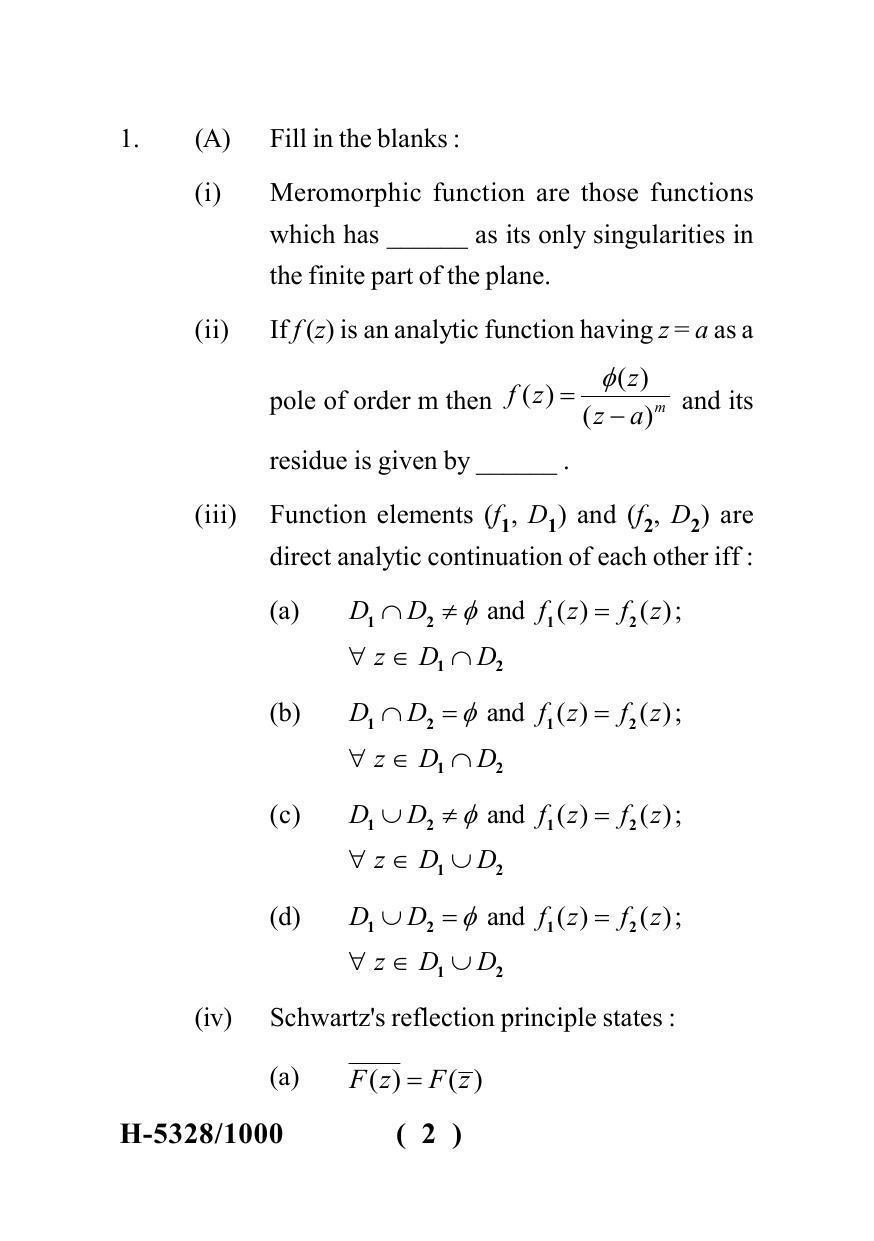 Sarguja University Question Paper July-2022 : M.Sc. In Mathematics (Second Sem.)Complex Analysis (II) Paper 1 - Page 2