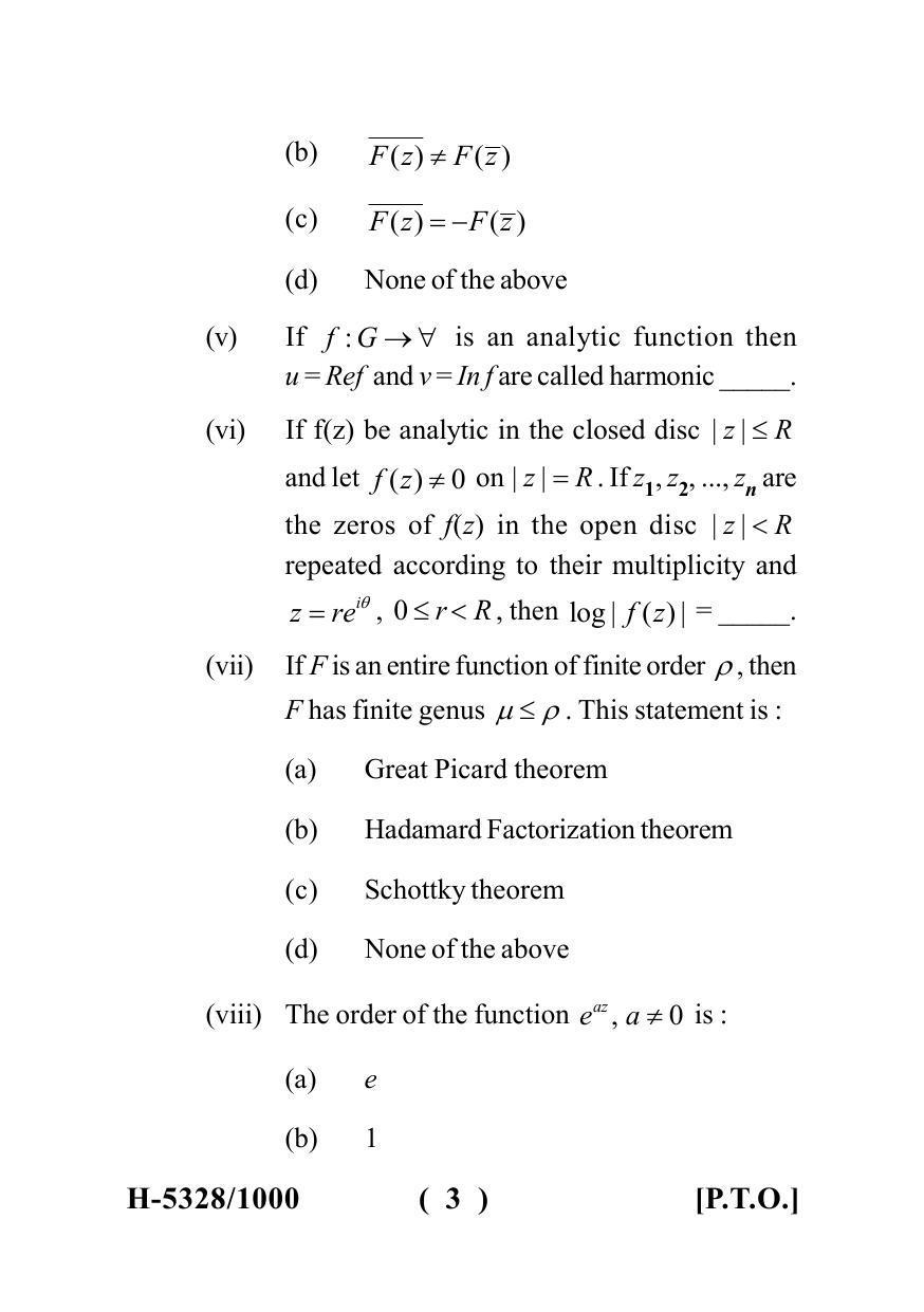 Sarguja University Question Paper July-2022 : M.Sc. In Mathematics (Second Sem.)Complex Analysis (II) Paper 1 - Page 3