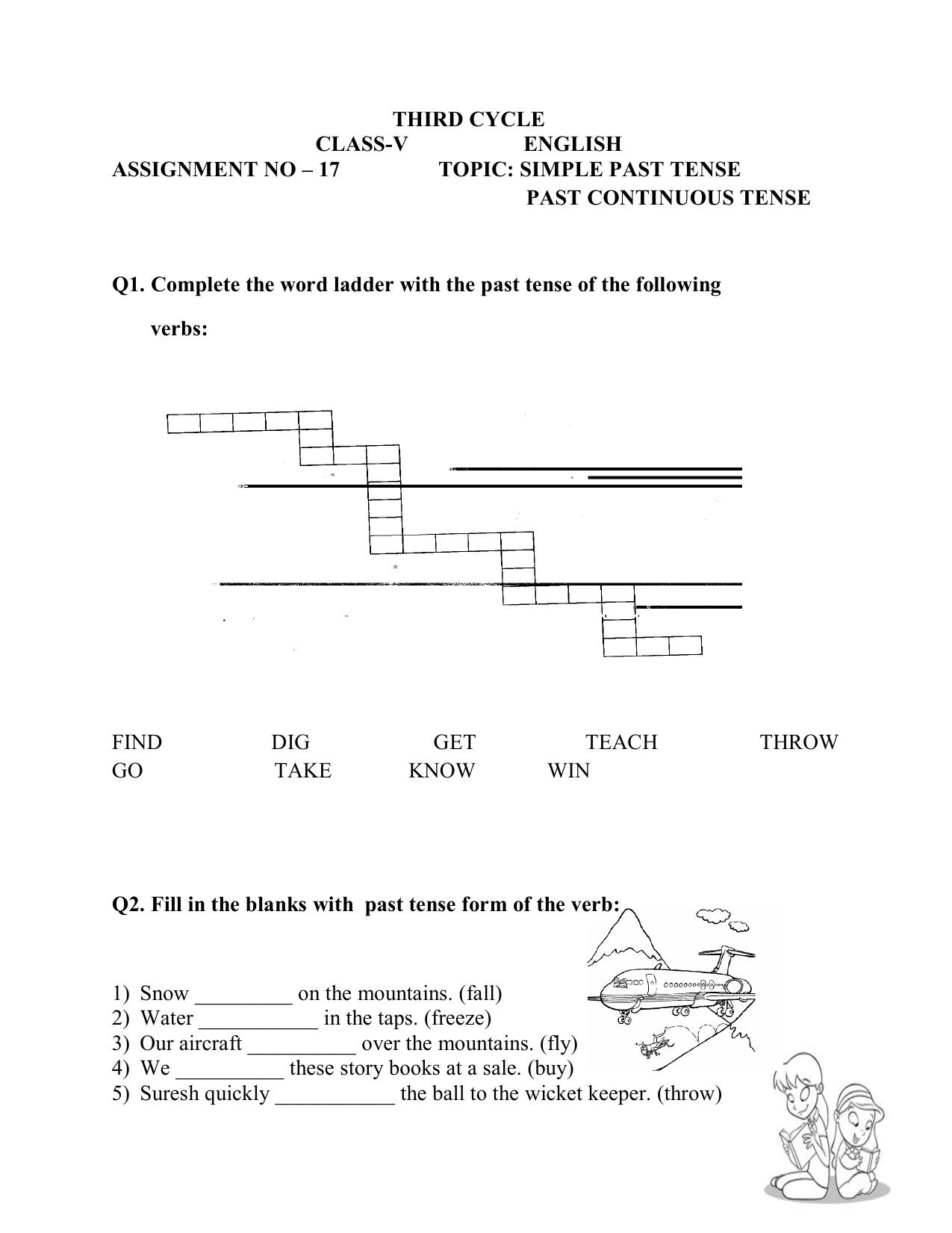 Worksheet for Class 5 English Assignment 33 - Page 1