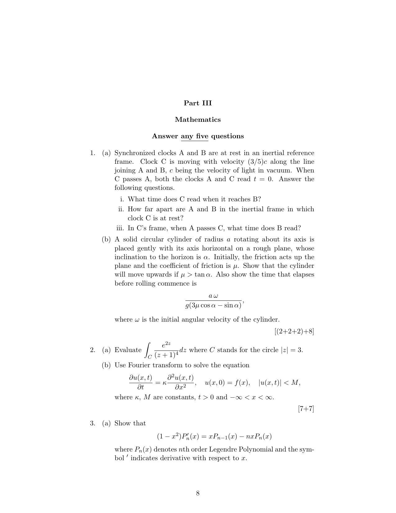 ISI Admission Test JRF in Physics and Applied Mathematics PHB 2019 Sample Paper - Page 8