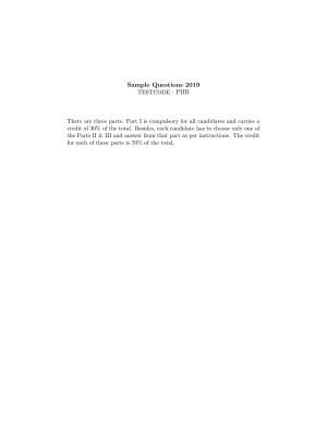 ISI Admission Test JRF in Physics and Applied Mathematics PHB 2019 Sample Paper