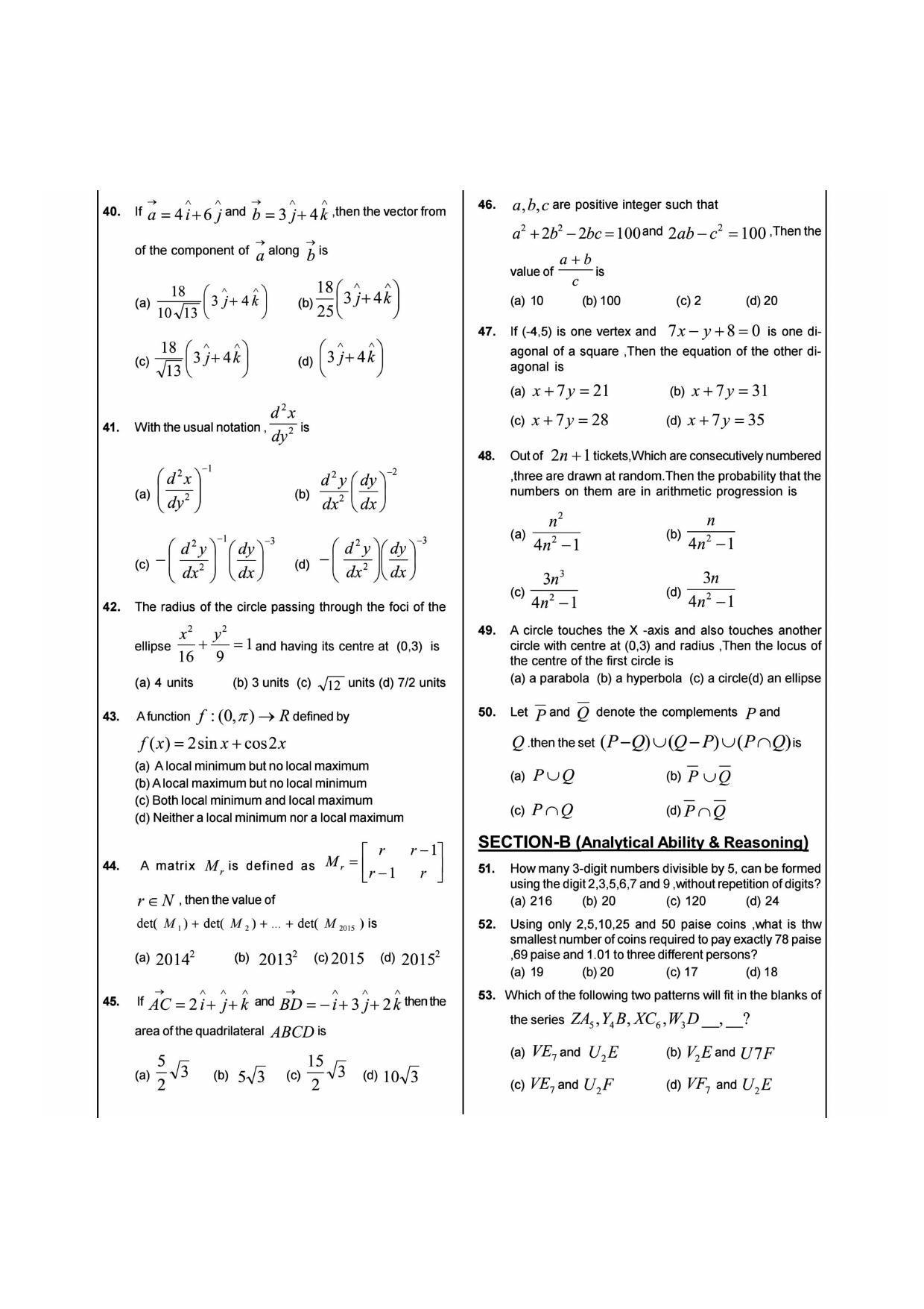 NIMCET 2015 Question Paper - Page 4