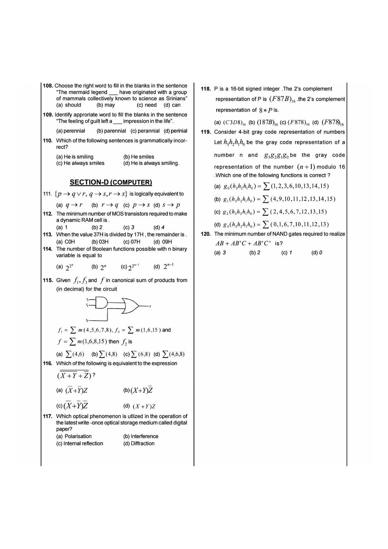NIMCET 2015 Question Paper - Page 8
