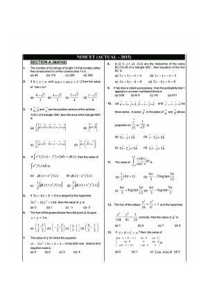 NIMCET 2015 Question Paper