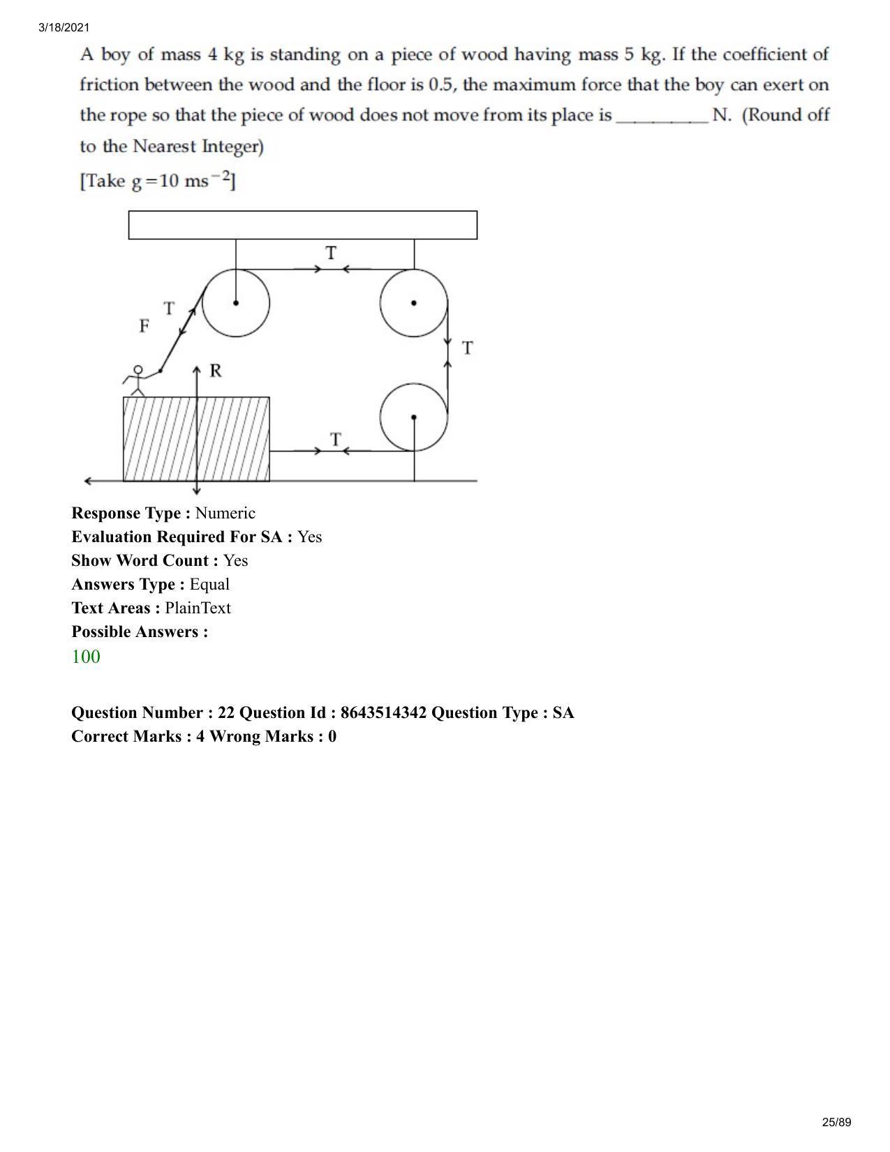 JEE Mains 2021: BTech EO (Shift 2) 17-03-2021 Question Paper - Page 25
