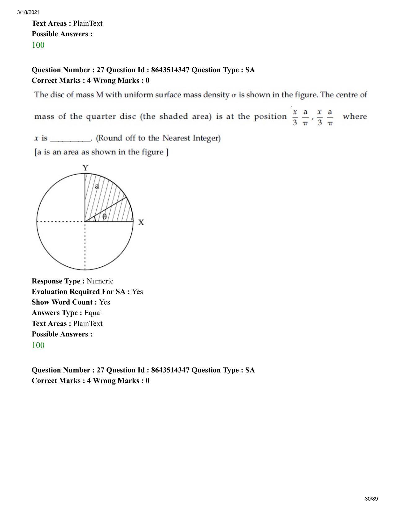 JEE Mains 2021: BTech EO (Shift 2) 17-03-2021 Question Paper - Page 30