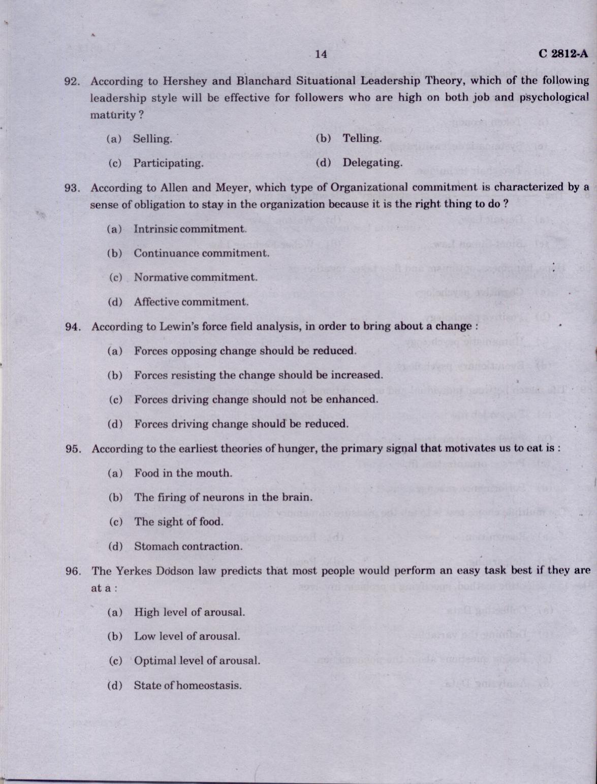 CUCAT 2021 M.Sc. Applied Psychology Question Paper - Page 14