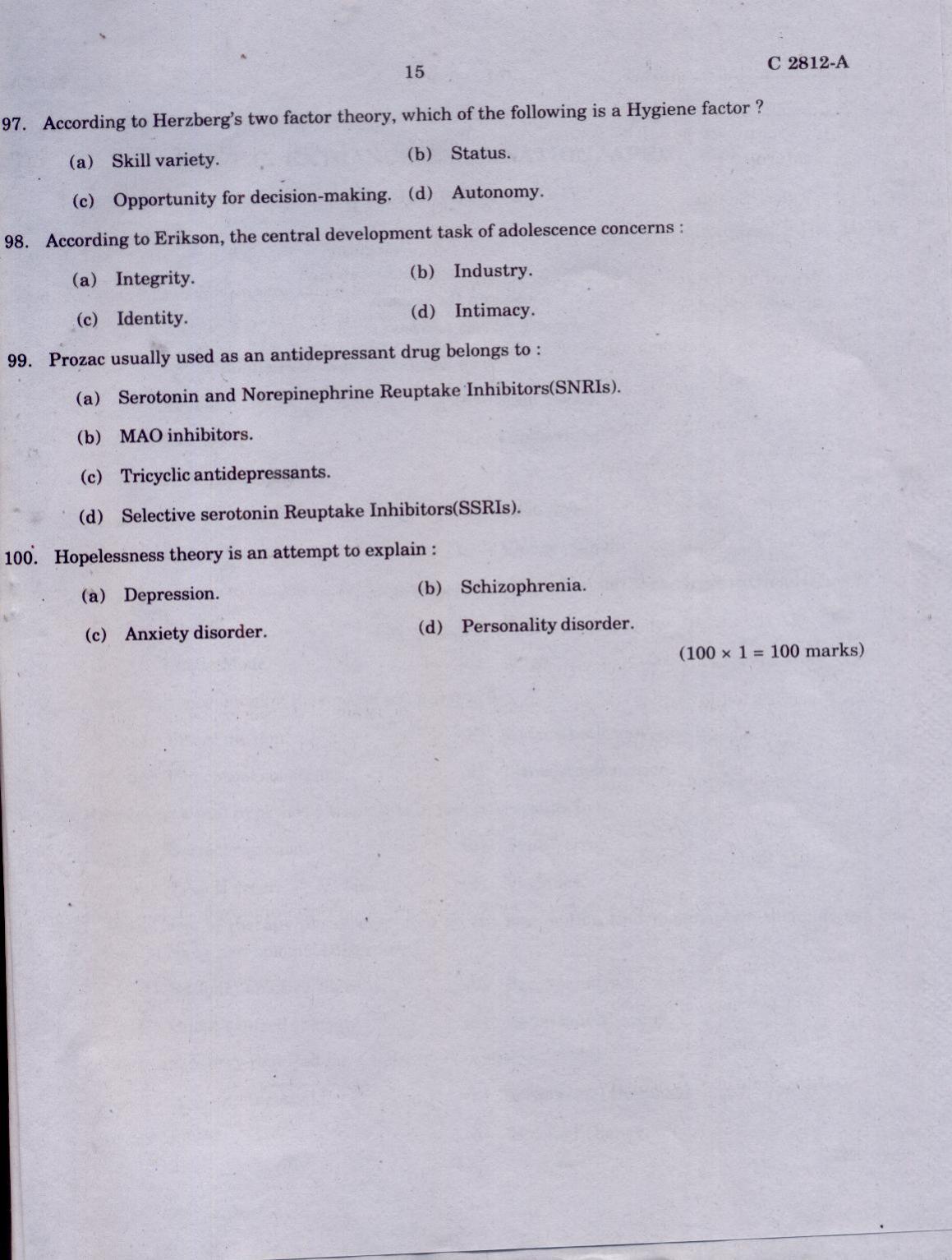 CUCAT 2021 M.Sc. Applied Psychology Question Paper - Page 15