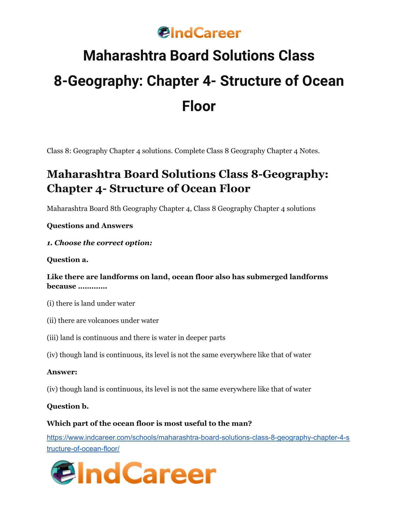 Maharashtra Board Solutions Class 8-Geography: Chapter 4- Structure of Ocean Floor - Page 2