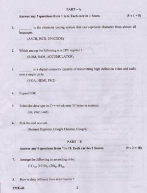 Kerala Plus One 2020 CA Commerce Answer Key (Model)