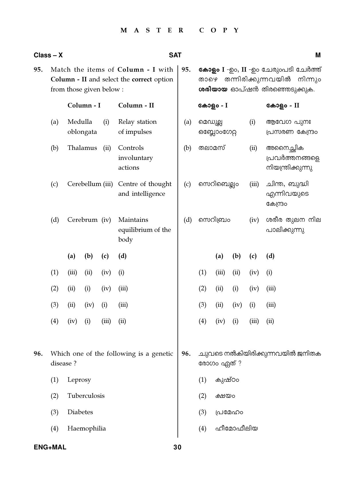 Kerala NTSE 2019 SAT Question Paper - Page 30