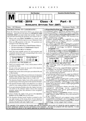 Kerala NTSE 2019 SAT Question Paper