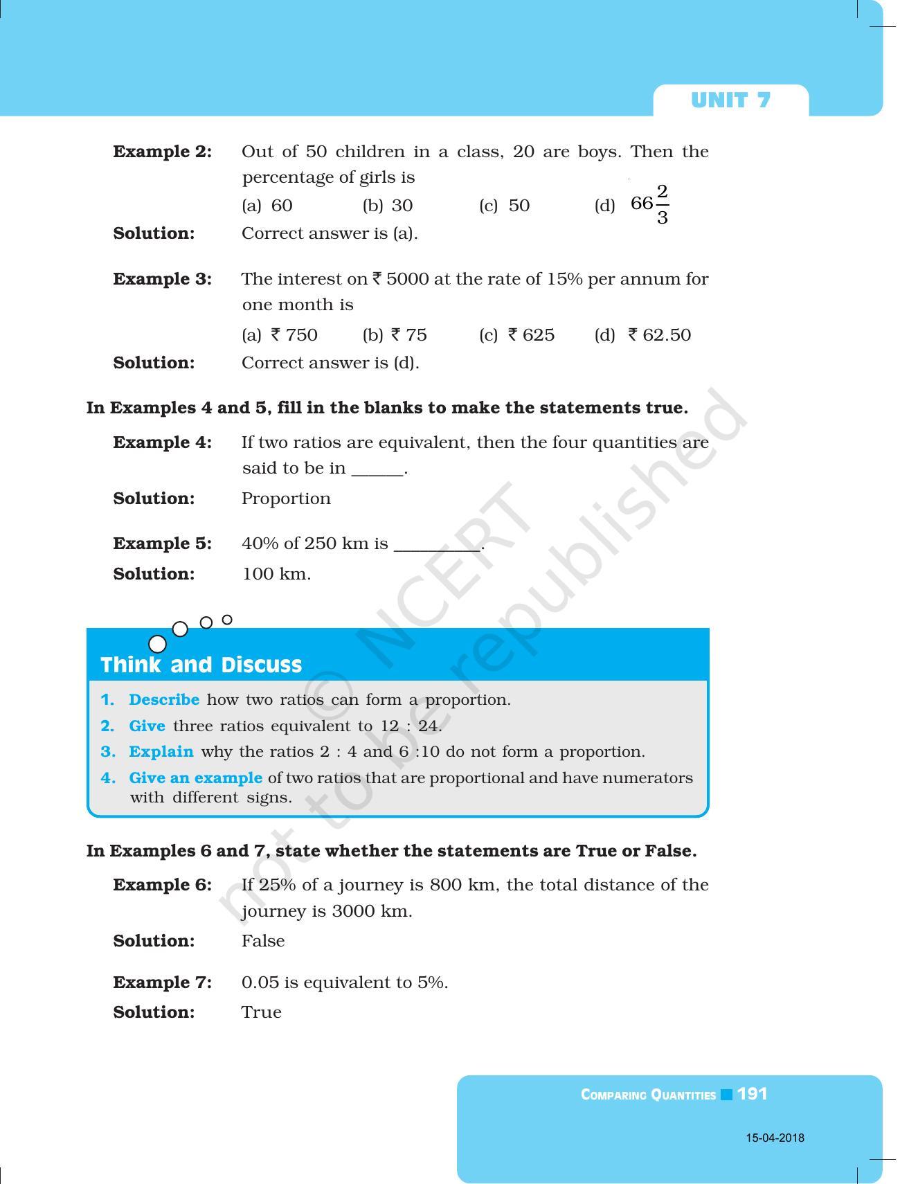 NCERT Exemplar Book for Class 7 Maths: Chapter 7- Comparing Quantities - Page 3