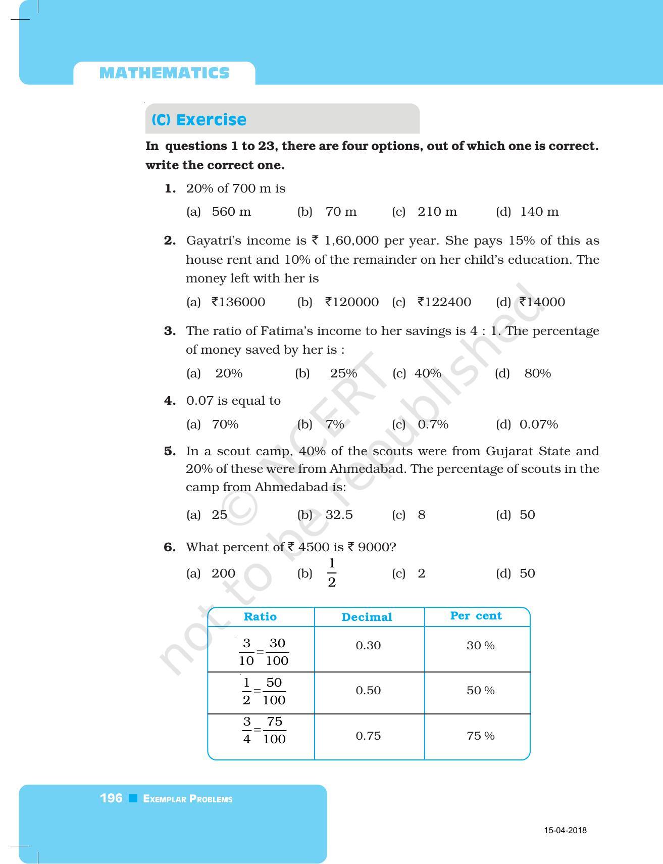 NCERT Exemplar Book for Class 7 Maths: Chapter 7- Comparing Quantities - Page 8