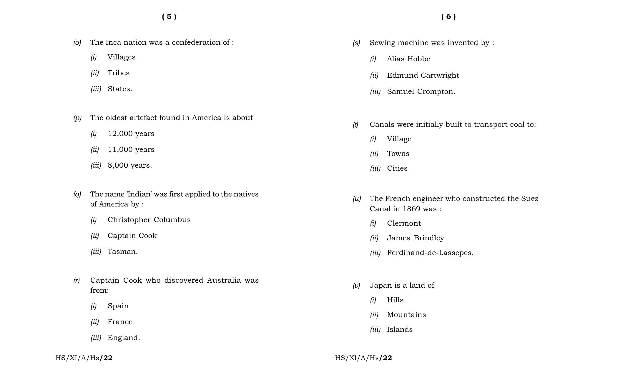 Meghalaya Board (MBOSE) Class 11 History (theory) 2022 Question Paper - Page 3