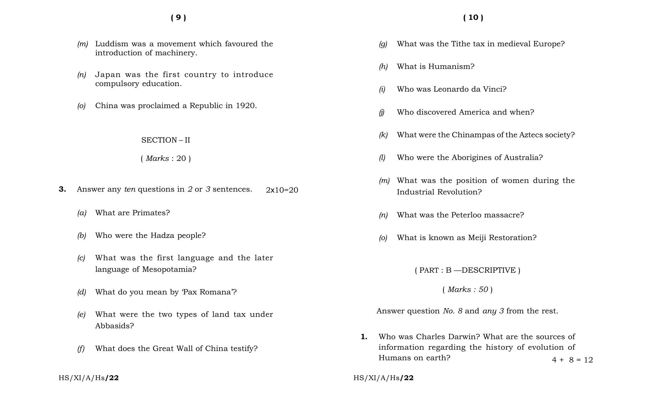 Meghalaya Board (MBOSE) Class 11 History (theory) 2022 Question Paper - Page 5
