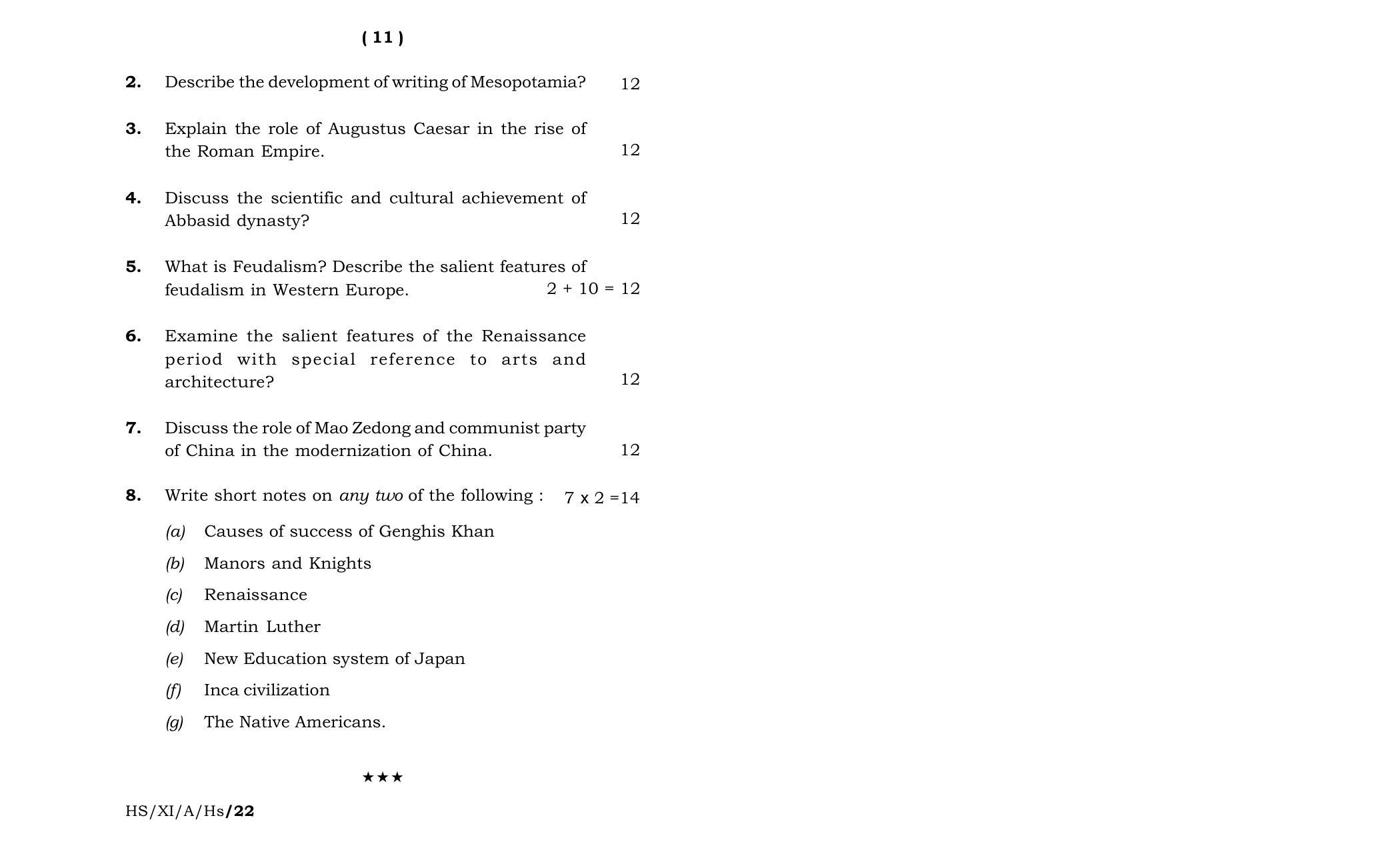 Meghalaya Board (MBOSE) Class 11 History (theory) 2022 Question Paper - Page 6