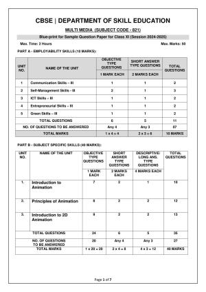 CBSE Class 11: Multi Media 2025 Sample Paper