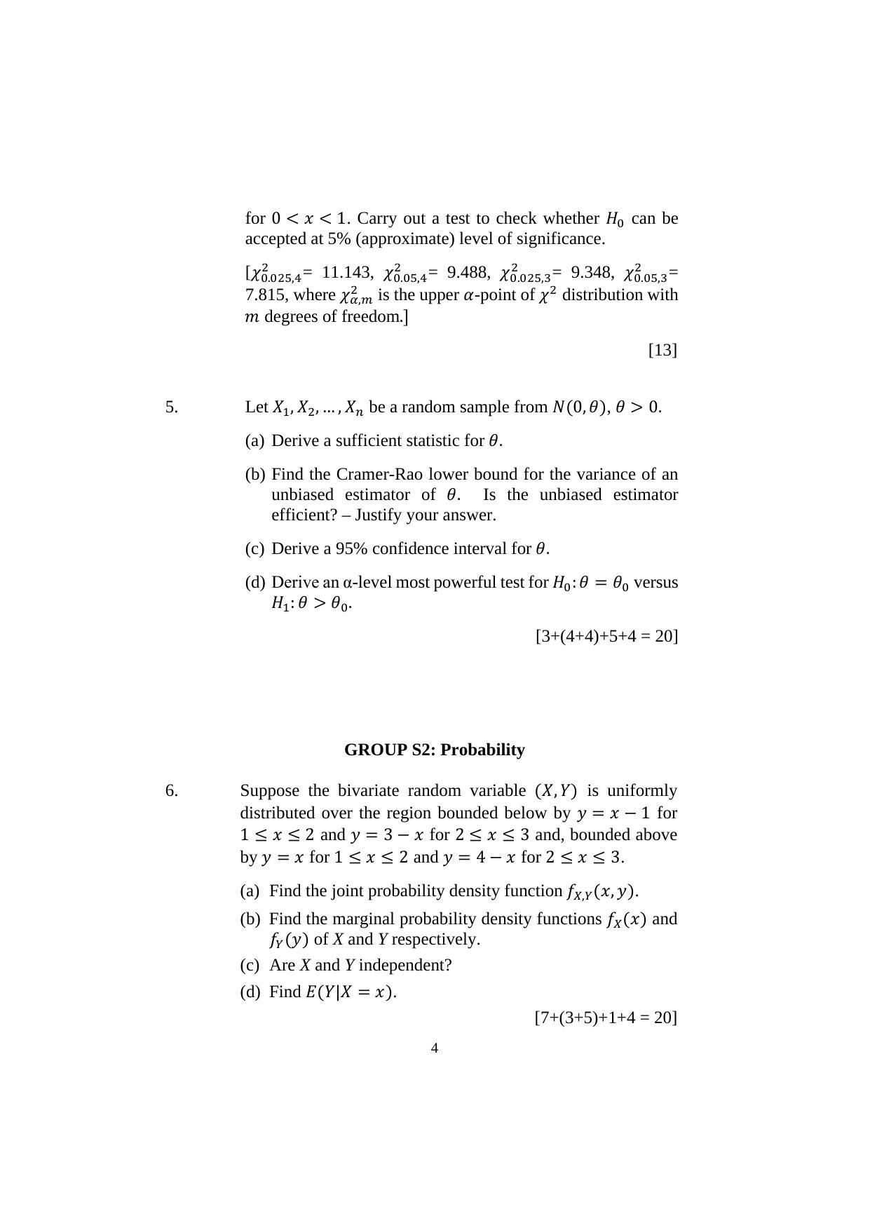 ISI Admission Test M.Tech (QROR) PQB 2020 Sample Paper - Page 4