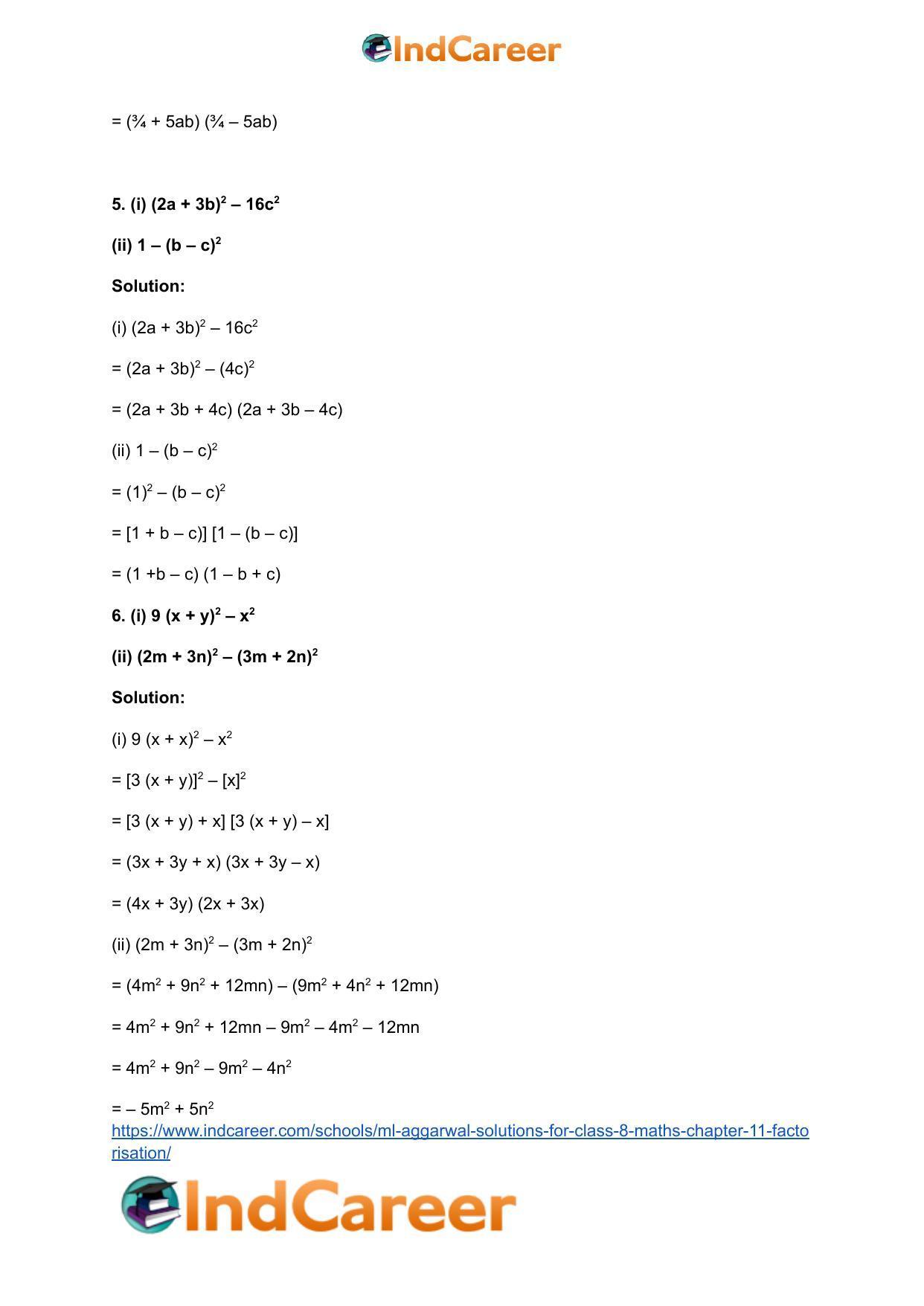 ML Aggarwal Solutions for Class 8 Maths Chapter 11- Factorisation - Page 12