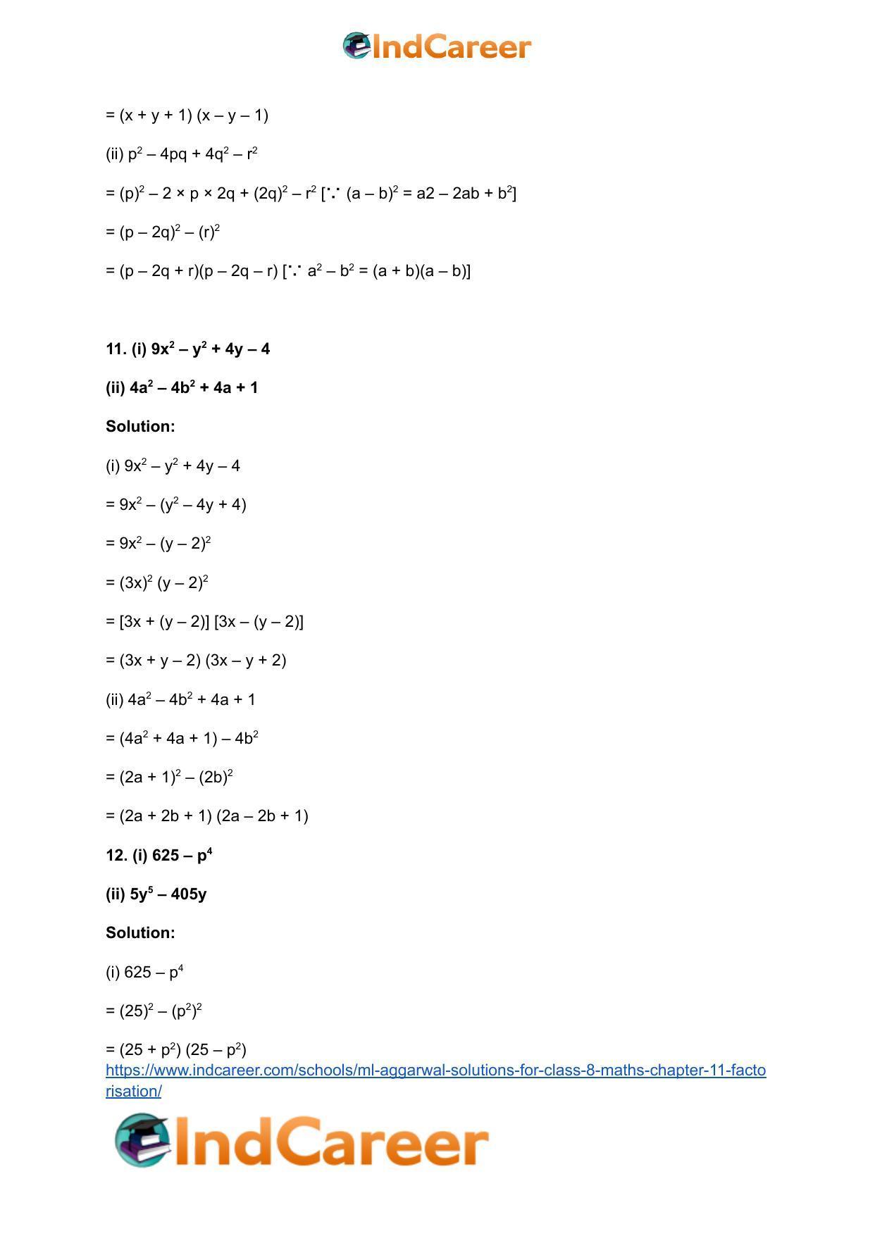 ML Aggarwal Solutions for Class 8 Maths Chapter 11- Factorisation - Page 15