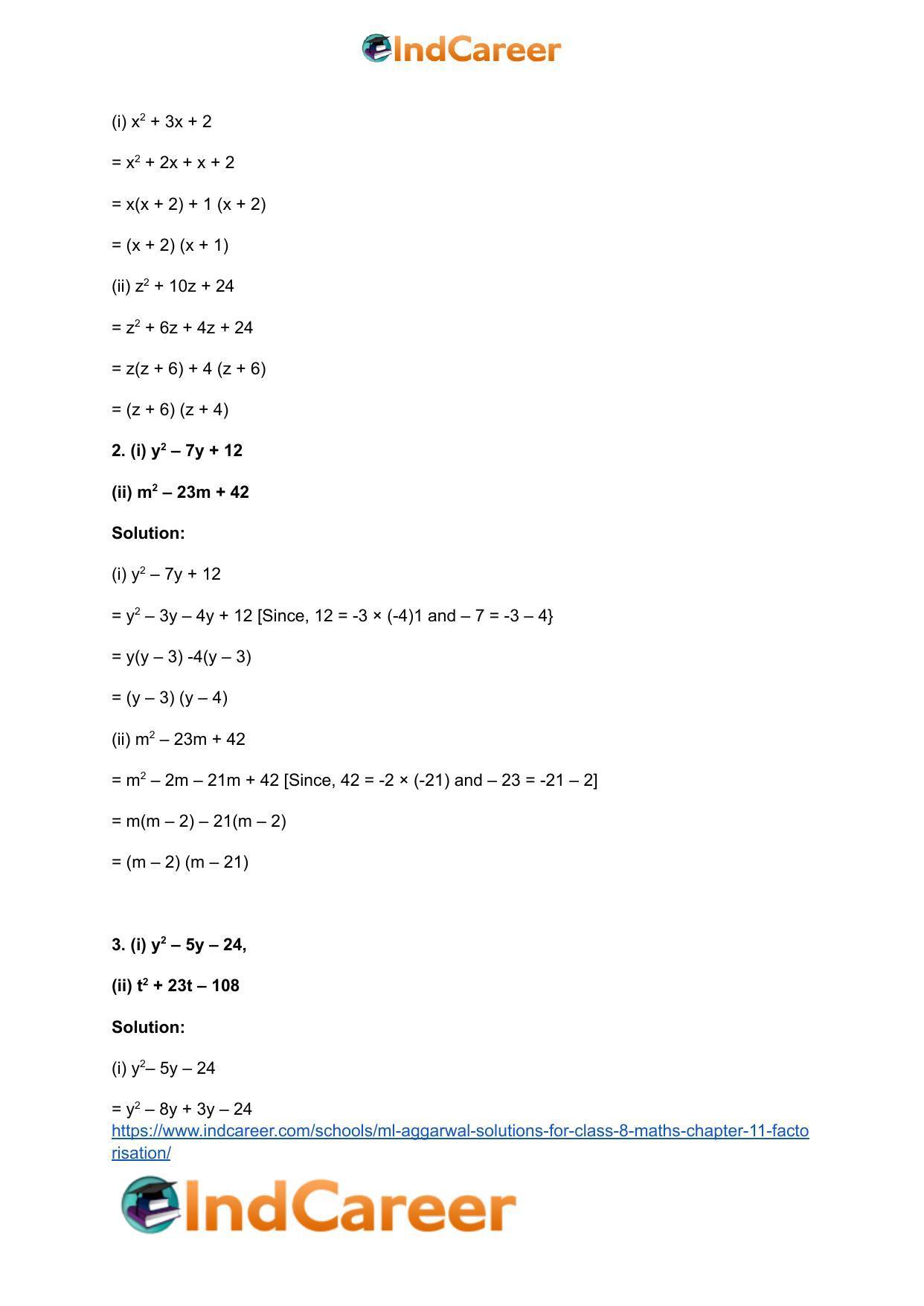 ML Aggarwal Solutions for Class 8 Maths Chapter 11- Factorisation - Page 17